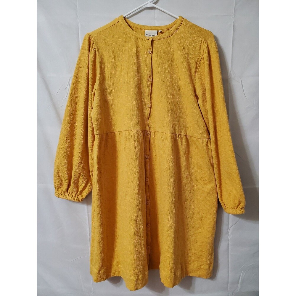Richer Poorer Cloud Weave Button Up Dress Womens Medium Yellow Lightweight Sun
